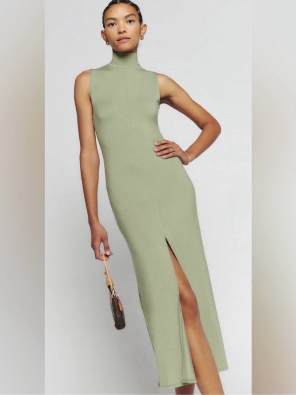 Reformation Axton dress in artichoke